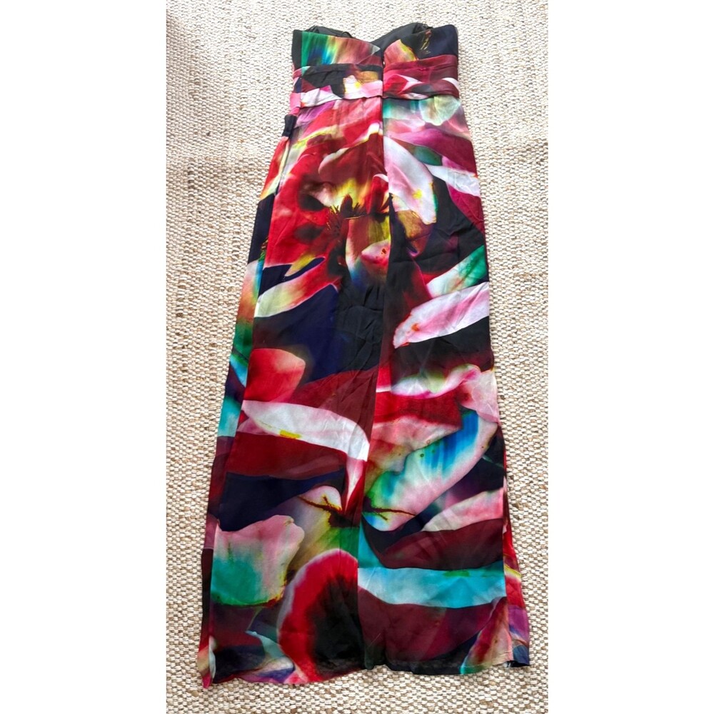 NICOLE MILLER Petal Power Floral Chiffon Strapless Empire Gown 0 $565 - Picture 7 of 12